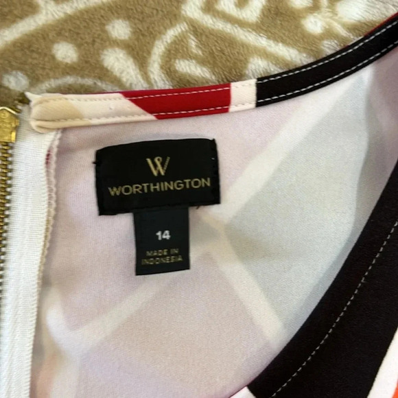 Worthington Fit & Flare Dress Vibrant Color Block Animal Giraffe Print Size 14 - Picture 5 of 9